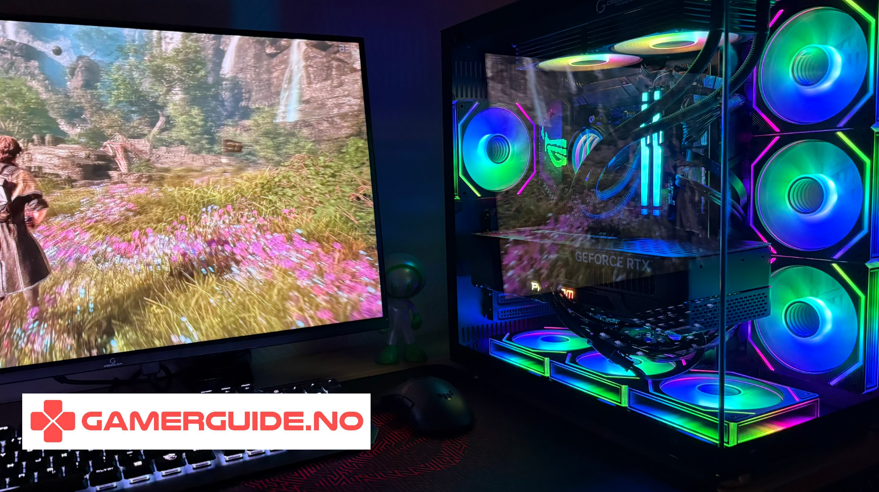 Gaming PC med RGB og glasskabinett